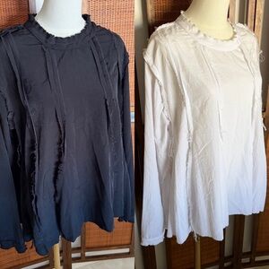 Lot of 2 Dress to Kill Jane Mohr flowy tops in black and white OSFM Art to Wear